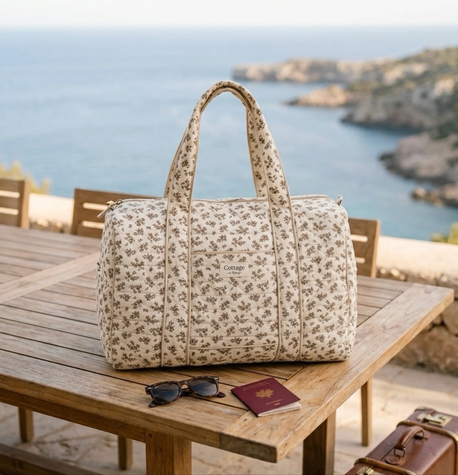 Sac de Voyage 100% Coton Collection Cottage & Bag / Modèle Bouquets Roses
